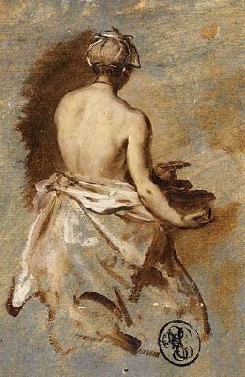 Nicolas Vleughels Young Woman with a Nude Back Presenting a Bowl